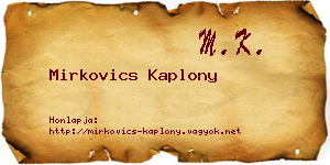Mirkovics Kaplony névjegykártya